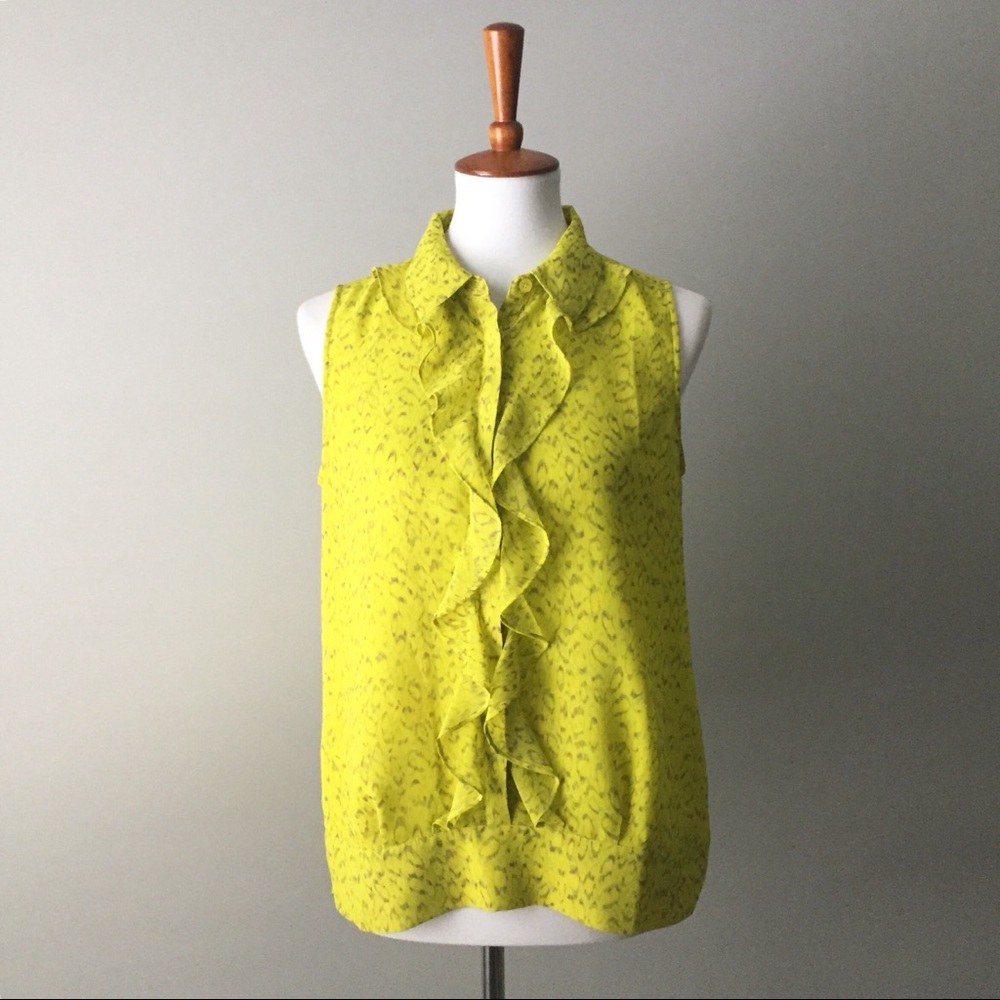 CAbi Reign Blouse Ruffle Front Hi Low Style 3071